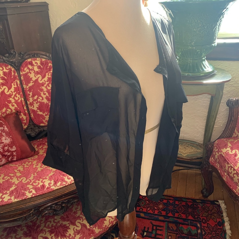 mesh 3/4 sleeve cardigan
